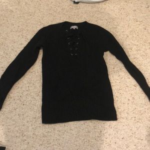 Black lace up sweater